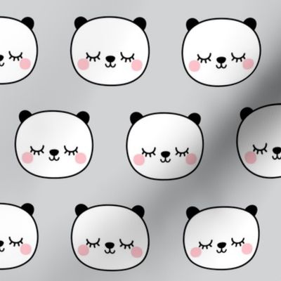 panda dreams cheeky panda sleepy faces on light grey