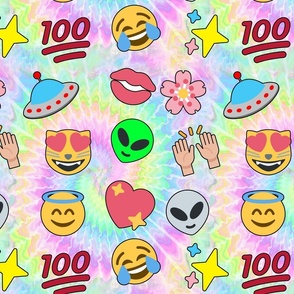 3 emoji aliens hearts stars smiling smiley faces angels crying tears of joy laughing 100  lips mouths flowers floral sakura spaceships ufo cats tie dye hippies rave music festivals psychedelic watercolor rainbow colorful pastel pale pink blue yellow raisi