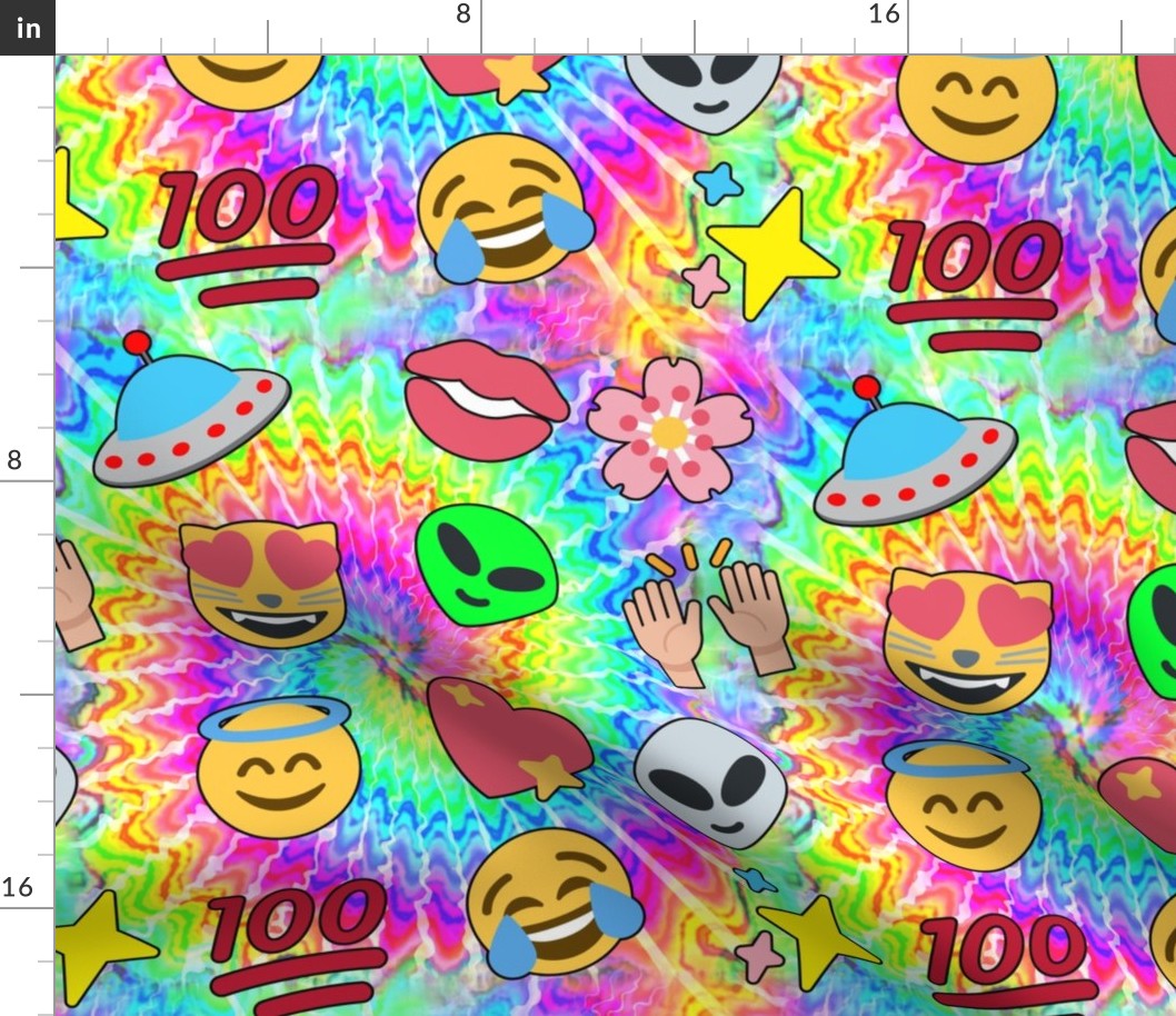 2 emoji aliens hearts stars smiling smiley faces angels crying tears of joy laughing 100  lips mouths flowers floral sakura spaceships ufo cats tie dye hippies rave music festivals psychedelic watercolor raising hands hundred points arms in the air Hallel