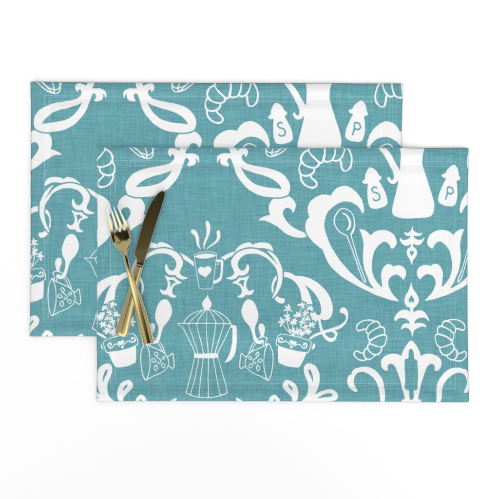 Teal Linen Farmhouse Wallpaper