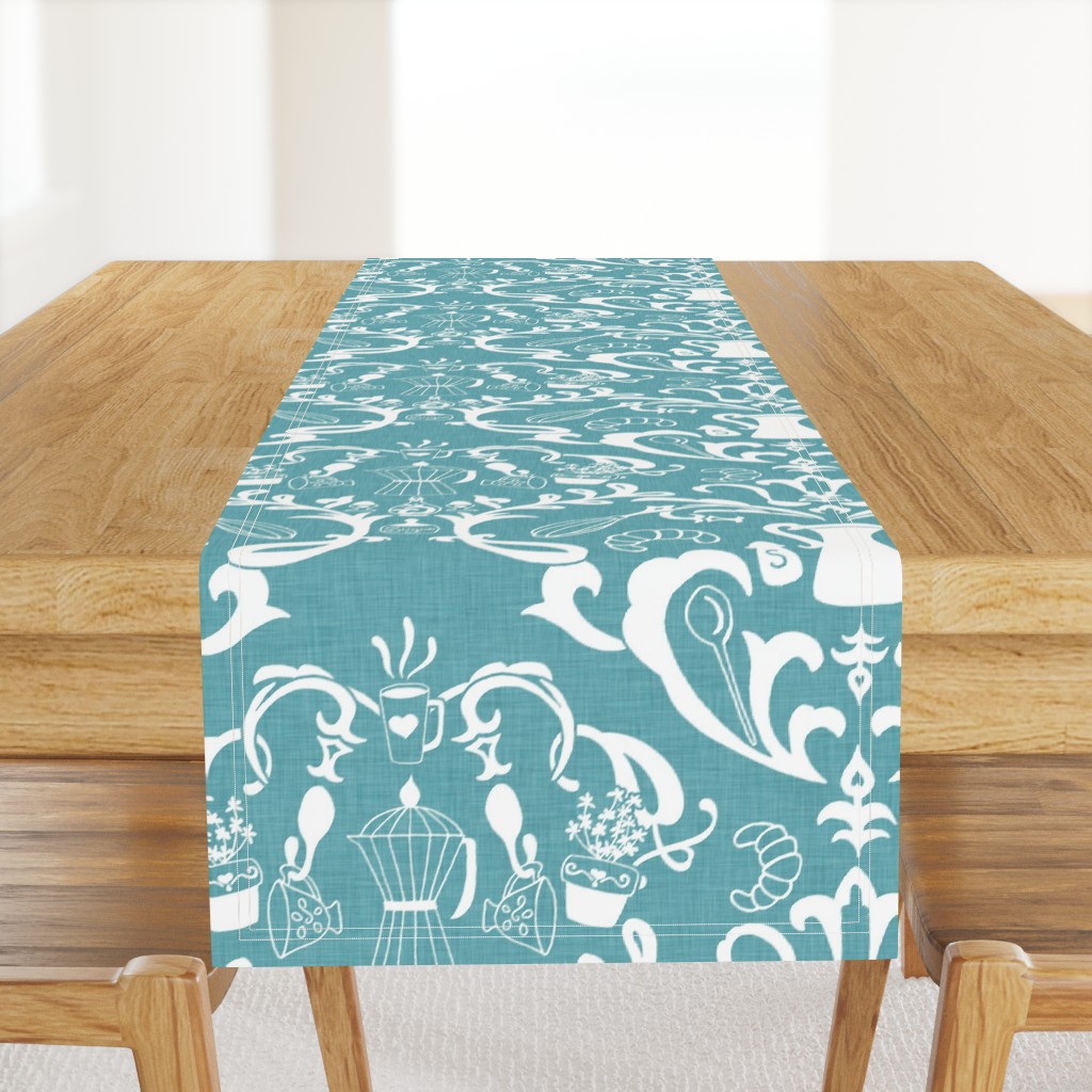 Teal Linen Farmhouse Wallpaper