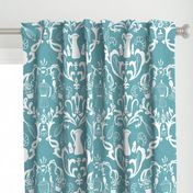 Teal Linen Farmhouse Wallpaper