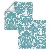 Teal Linen Farmhouse Wallpaper