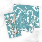 Teal Linen Farmhouse Wallpaper