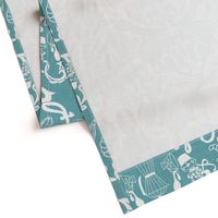 Teal Linen Farmhouse Wallpaper