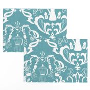 Teal Linen Farmhouse Wallpaper