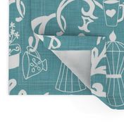 Teal Linen Farmhouse Wallpaper