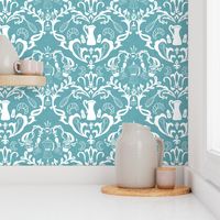 Teal Linen Farmhouse Wallpaper