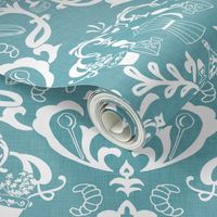 Teal Linen Farmhouse Wallpaper