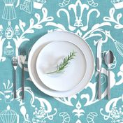 Teal Linen Farmhouse Wallpaper