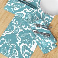 Teal Linen Farmhouse Wallpaper