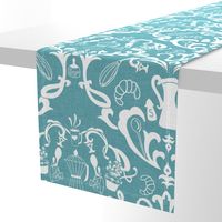 Teal Linen Farmhouse Wallpaper