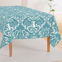 Teal Linen Farmhouse Wallpaper