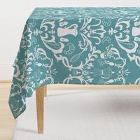 Teal Linen Farmhouse Wallpaper