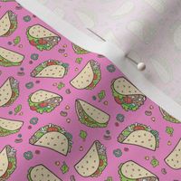 Tacos Food on Dark Pink Tiny Small Rotated