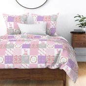 Dearly Loved Fawn Cheater Quilt Fabric - Baby Girl Nursery (pink lavender gray)