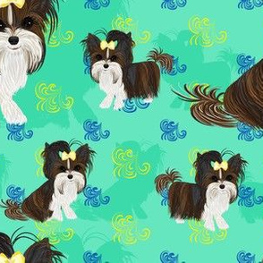 Parti Yorkie Wind Matching Fabric 3 1/2"