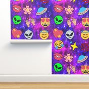 5 emoji aliens hearts stars smiling smiley faces angels crying tears of joy laughing 100  lips mouths flowers floral sakura spaceships ufo cats glitter sparkles stars universe galaxy nebula watercolor effect raising hands hundred points arms in the air Ha