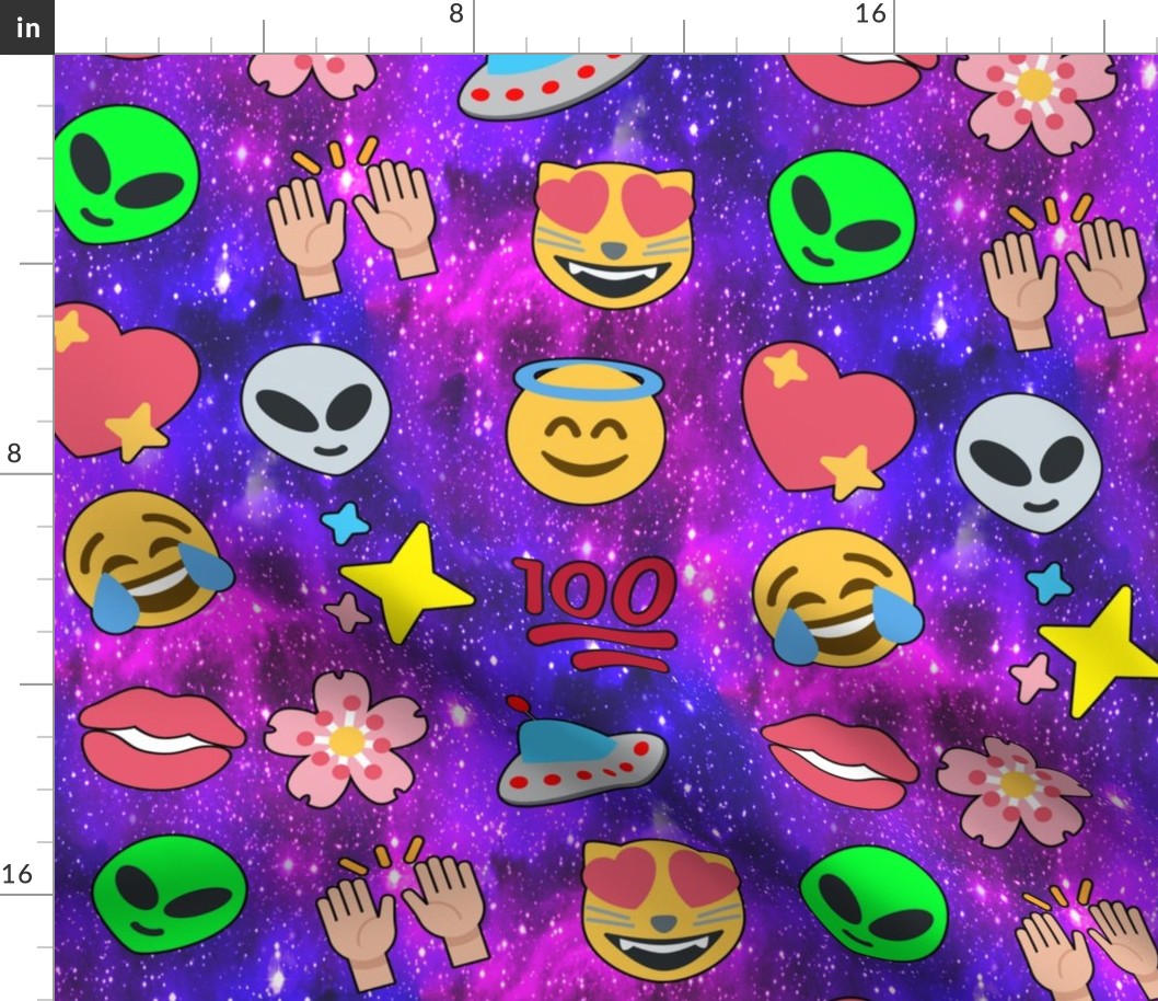 5 emoji aliens hearts stars smiling smiley faces angels crying tears of joy laughing 100  lips mouths flowers floral sakura spaceships ufo cats glitter sparkles stars universe galaxy nebula watercolor effect raising hands hundred points arms in the air Ha