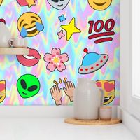 1 emoji aliens hearts stars smiling smiley faces angels crying tears of joy laughing 100  lips mouths flowers floral sakura spaceships ufo cats raising hands hundred points arms in the air Hallelujah Praise Hands celebrating celebration rainbow colorful h