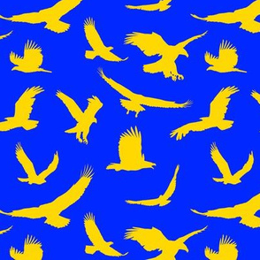 Gold Eagle Silhouettes on Blue // Large