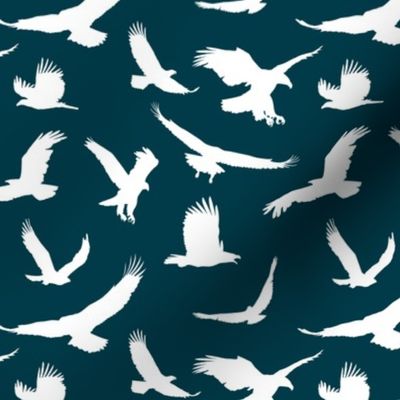 Eagle Silhouettes on Midnight Green // Large