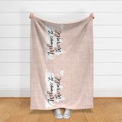 Welcome To The World Baby Blanket // Pale Pink Linen // Rotated