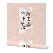Welcome To The World Baby Blanket // Pale Pink Linen // Rotated