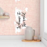 Welcome To The World Baby Blanket // Pale Pink Linen // Rotated