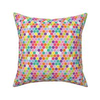 18-7AD Multi- Colored Rainbow Bright Spring Candy Colored Hexagon Hexie Spots Dots Orange Purple Blue Green Yellow Lime _ Miss Chiff Designs  