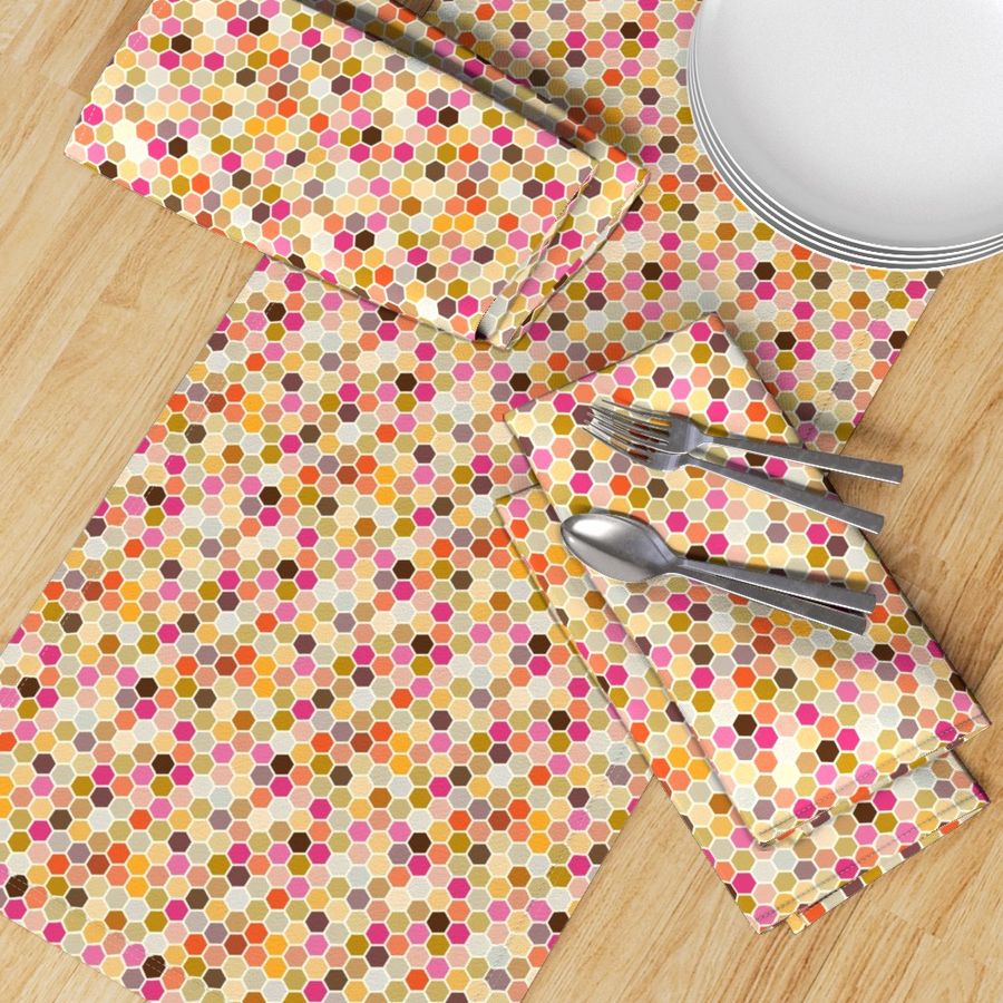 18-7AB Fall Autumn Hexagon Pink Magenta Gold Plum Yellow Orange Gray Grey  Taupe Spots and Dots _ Miss Chiff Designs 