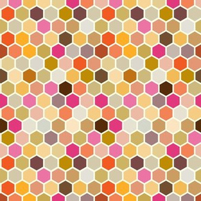 18-7AB Fall Autumn Hexagon Pink Magenta Gold Plum Yellow Orange Gray Grey  Taupe Spots and Dots _ Miss Chiff Designs 