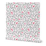 watercolor grey and red floral pattern