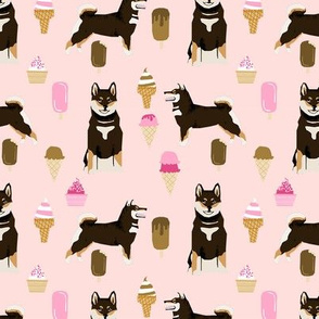 shiba inu black and tan coat ice cream dog breed pure breed fabric pink