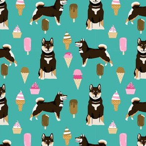 shiba inu black and tan coat ice cream dog breed pure breed fabric teal