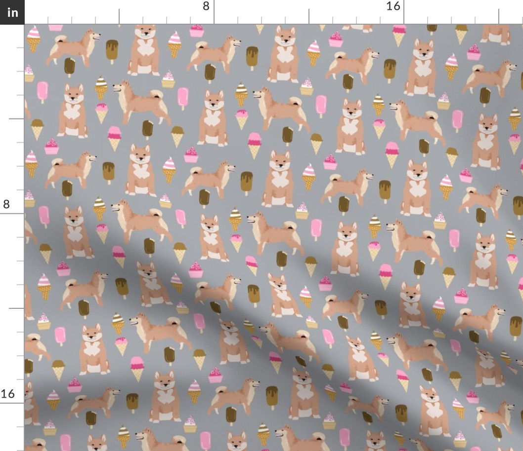 shiba inu ice cream dog breed pure breed fabric grey