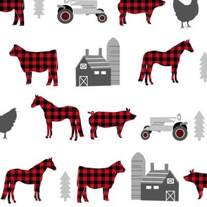 farm fabric nursery decor tractors animals farming  buffalo plaid