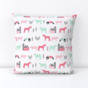 farm fabric nursery decor tractors animals farming pink 