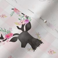 Deer Antler Floral on Light Pink Plaid- Ashburton Coordinate for Girls GingerLous