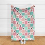 You Are So Loved Deer Patchwork Quilt Top (pink, peach, mint)- Ashburton Coordinate for Girls Ginger Lous