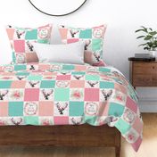 You Are So Loved Deer Patchwork Quilt Top (pink, peach, mint)- Ashburton Coordinate for Girls Ginger Lous