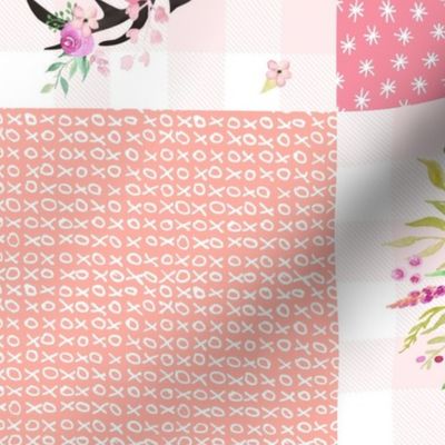 You Are So Loved Deer Patchwork Quilt Top (pink, peach, mint) ROTATED - Ashburton Coordinate for Girls Ginger Lous