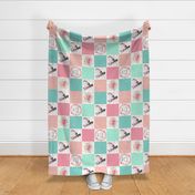 You Are So Loved Deer Patchwork Quilt Top (pink, peach, mint) ROTATED - Ashburton Coordinate for Girls Ginger Lous