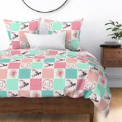 You Are So Loved Deer Patchwork Quilt Top (pink, peach, mint) ROTATED - Ashburton Coordinate for Girls Ginger Lous