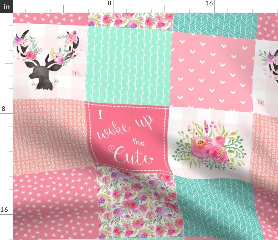 Deer Floral Patchwork Wholecloth I Woke Up This Cute Quilt - Ashburton Coordinate for Girls GingerLous
