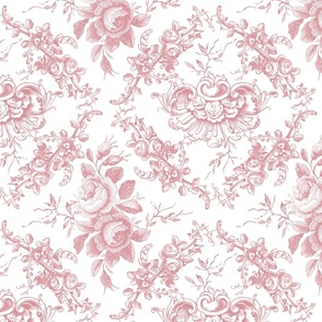 Pink Floral Toile Fabric, Wallpaper and Home Decor | Spoonflower