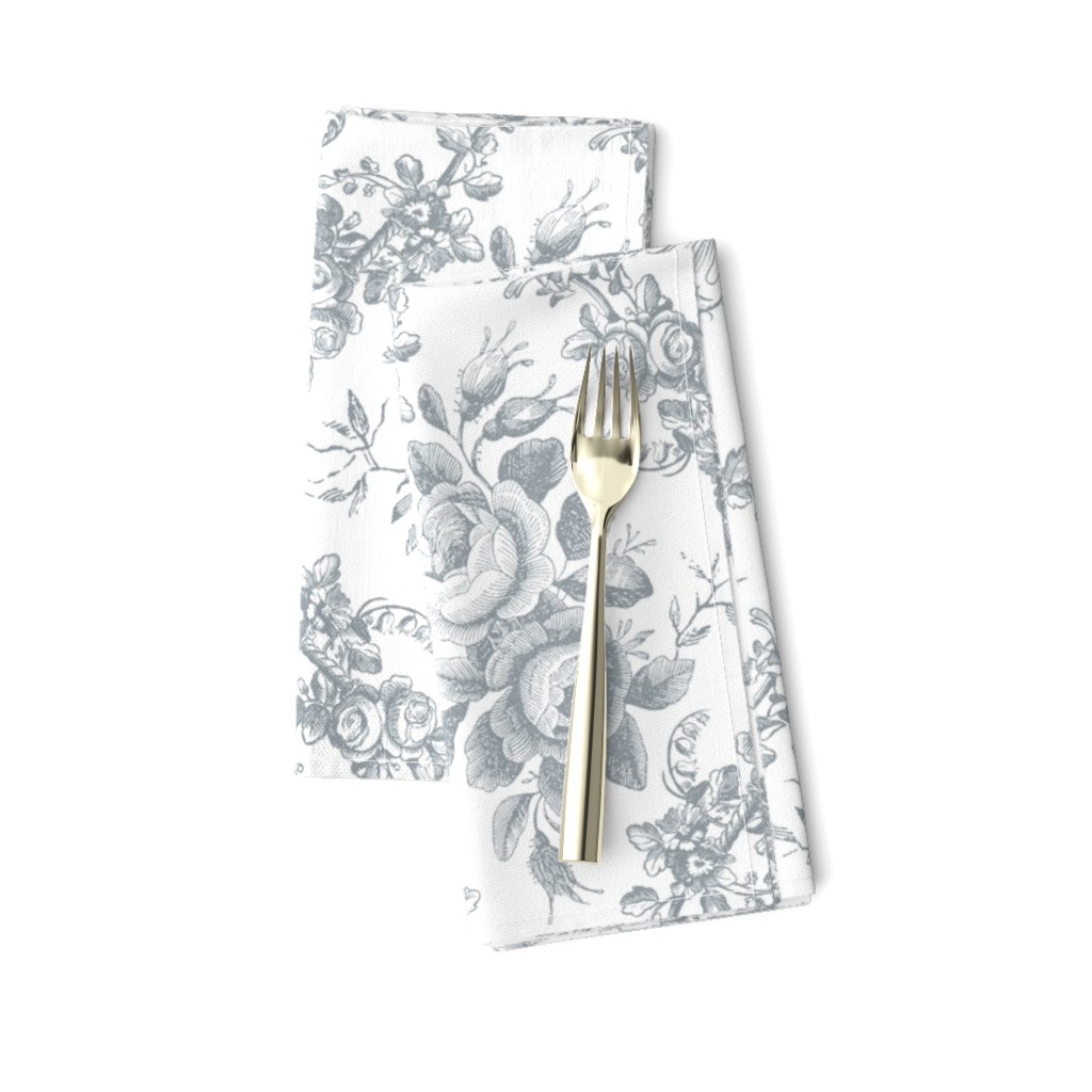 Lady Mary's Roses Grey Floral Toile