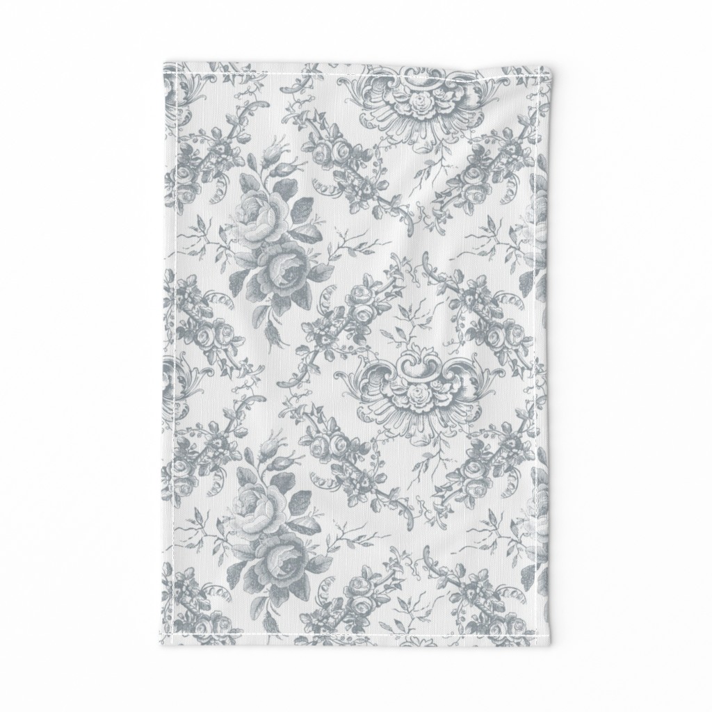 Lady Mary's Roses Grey Floral Toile