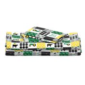 (3" small scale) farm life - wholecloth green, custom yellow, and black - woodgrain (90)