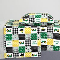 (3" small scale) farm life - wholecloth green, custom yellow, and black - woodgrain (90)